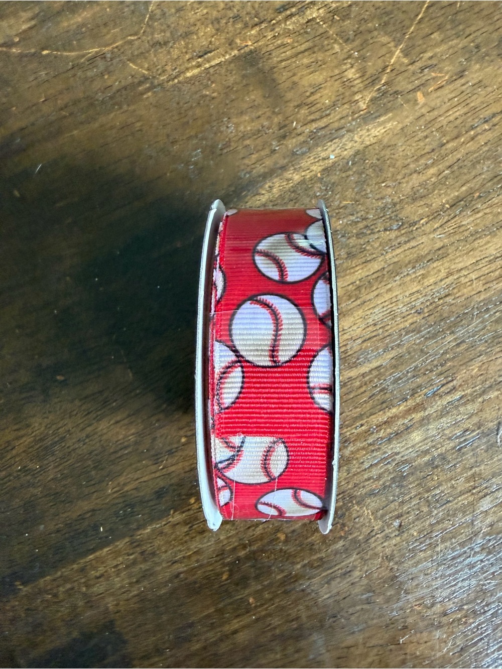 Hobby Lobby Red and White Baseball Grosgrain Ribbon